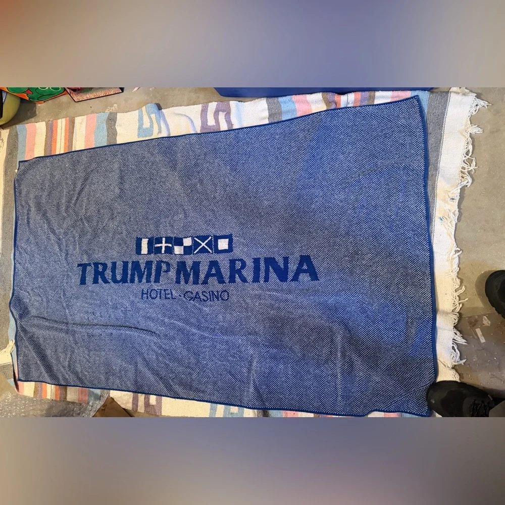 Vintage RARE Trump Marina Hotel Casino Beach towel. MAGA